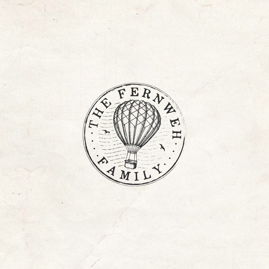 round image of a letterpress-style hot air balloon