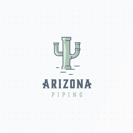 drawing of a cactus made from pipes with the text “arizona piping”