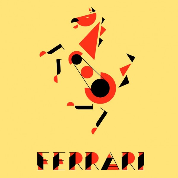 Ferrari  logo  in Bauhaus design style