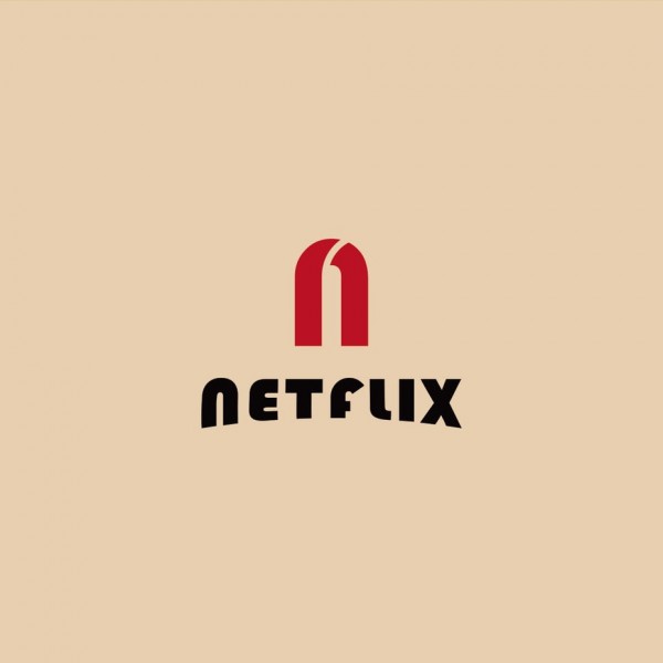 Netflix  logo  in Bauhaus design style