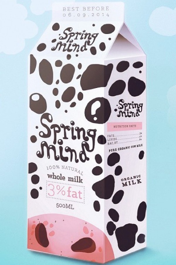 Spring Mind milk packaging