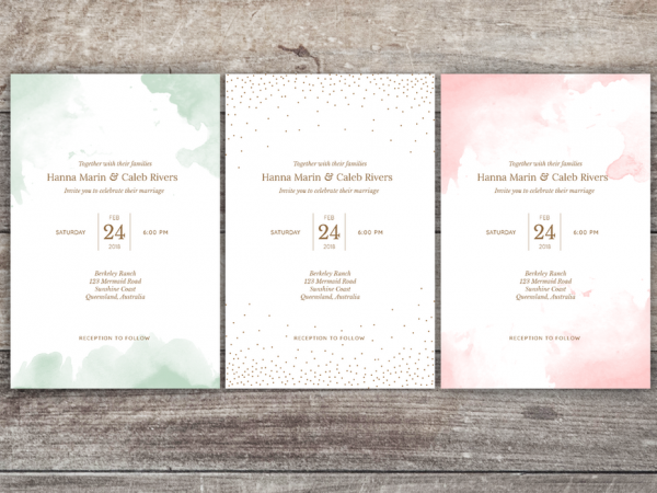 A watercolor wedding invitation