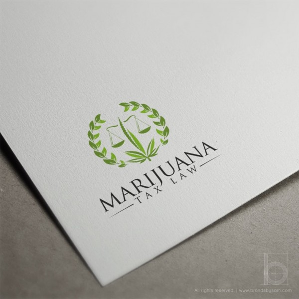 LAW  logo  WITH MARIJUANA LEAVES, SCALES OF JUSTICE