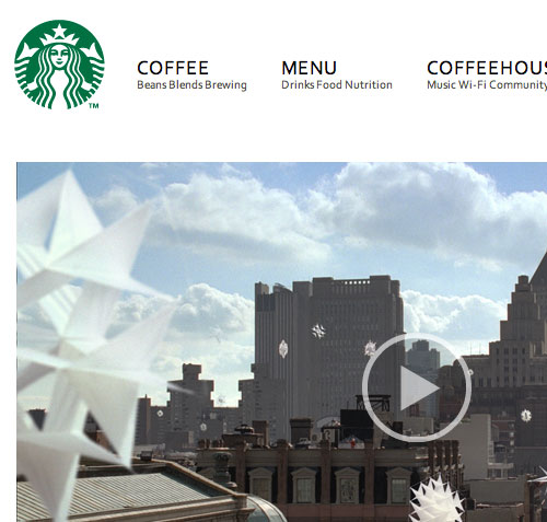 Starbucks website screenshot