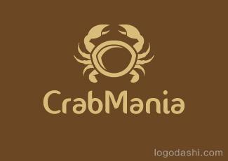 CrabMania餐廳標志logo設(shè)計，品牌vi設(shè)計