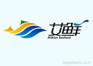 艾鮮海產標志logo設計，品牌vi設計