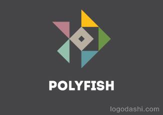 PolyFish標志標志logo設計，品牌vi設計