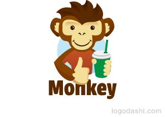 Monkey飲品店標志logo設計，品牌vi設計